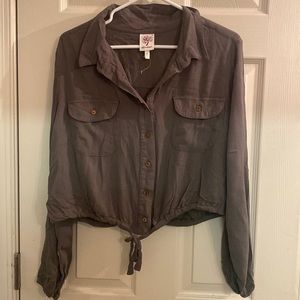 Olive green Long sleeve crop top